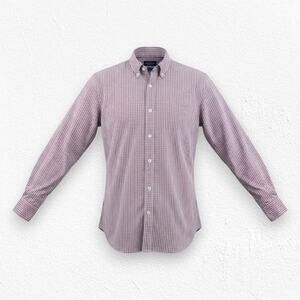 J.Press Red Blue Checkered Classic Button Down Shirt Size Medium 100% Cotton EUC